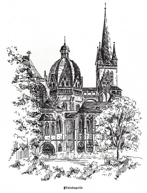 Pfalzkapelle Aachen (Zeichnung Dr. Albert Siebert, <br />ehem. Degussa)